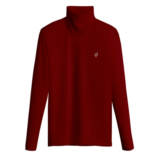 Solid Burgundy Turtleneck Full Sleeve Tee